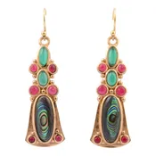 Abalone and Green Onyx Golden Statement Earrings