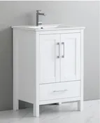 24" Vanity Freestanding with two doors and  one drawer. White Matte Finish
