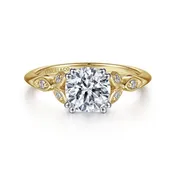 14K Yellow Gold Semi Mount Leaf Design