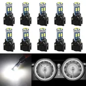 10pcs Car T5 LED Instrument Panel Light Bulbs - 7-SMD 4014 Chipset, High Brightness,  Replacement for T5 17 18 27 37 58 70 73 74 79 85 86 2721 PC74 PC37 PC118,Includes Sockets（White）