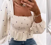 Heart printed babydoll blouse