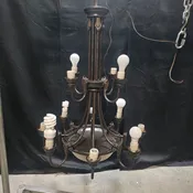 12 Light Fluted Romanesque Chandelier 28"Dx42"