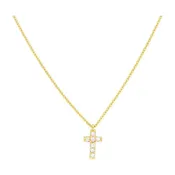 14K Gold 1/15 CTW Diamond Mini Cross Adjustable Necklace