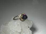 Amethyst Bullet Two Tone Ring