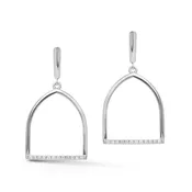 14k White Gold Diamond Stirrup Drop Earrings