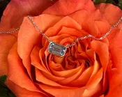 14K White Gold Emerald Lab Grown Blue Bezel Set Diamond Necklace – 1.86 Carats 17"