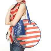 074946, AMERICAN FLAG CLEAR ROUND BEACH BAG