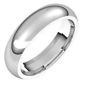 14K White 5 mm Half Round Comfort Fit Band Size 9
