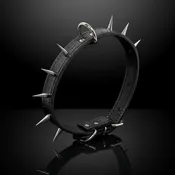 1" Wide Cone Spiked Italian Leather Dog Collar (U4)