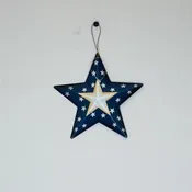 5 1/2" Primitive Blue & White Metal Star