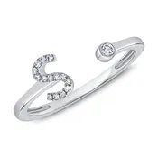 0.09 Carat Diamond S Initial Wrap Ring in 14K White, Yellow, or Rose Gold