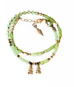 Pastel Peridot and Gold Wrap Bracelet