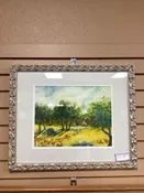 Antique Looking Pastel Watercolor Mixed Medium Signed Art in Silver Ornate Frame
