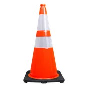 28" Performance Orange Traffic Cone, 7lbs Black Base & HIP Reflective Bands