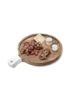 Acacia Round Charcuterie Cutting Board, White Handle