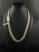 10K Gold Cuban Link Chain Diamond Clasp