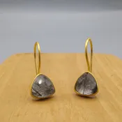 Black Rutile Triangle Earrings