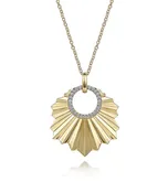 14K Yellow Gold Diamond Necklace With Diamond Cut Texture In Leaf Shape in size 24 inch  NK7262Y45JJ