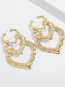 3 pairs Bamboo Heart Hoops (N-TF)
