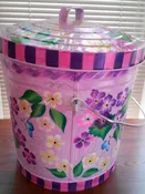10 Gallon Bright Pink Wash, Roping, Bright Floral, 3 Dimensional Scrolling, Pink/Purple Check Lid Rim and Can Base