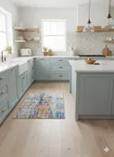 2ft x 3ft Blue Multi Color Distressed Stain-Resistant Area Rug