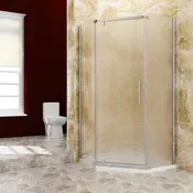 SUNNY SHOWER 36.5" W x 36.5" D x 72" H Corner Diamond Shower Enclosure with Pivot Frosted Doors, Chrome Finish