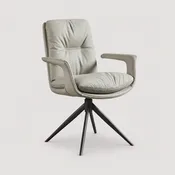 Carrara Beige Leather Swivel Dining Armchair