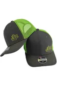 Gray and Neon Green Coral Fever Embroidered 6-Panel Trucker Hat