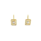 14k Yellow Gold and Diamond Baguette Tableau Earrings