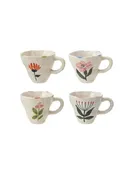 10 oz. Hand-Painted Stoneware Mug with Flower Image