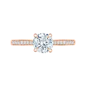 14K Rose Gold Round Cut Diamond Solitaire with Accents Engagement Ring (Semi Mount)