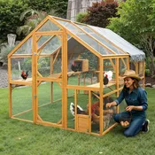 110-Inch Large Outdoor Kitten Playpen Chicken Coop With Waterproof Cover