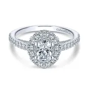 14k White Gold Round Double Halo Roseley Engagement Ring