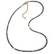 14k Black Diamond Beads Adjustable 17-19 Necklace 21TCW