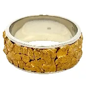 10mm Men’s Gold Nugget & White Gold Ring