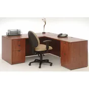5.5’W x 6.5’D Cherry L-Desk with File Cabinets