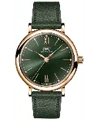 IWC Portofino Automatic Green Diamond Dial 18K Rose Gold Leather Strap Women's Watch IW357415
