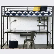 Black Metal Study Loft Bed & Workstation