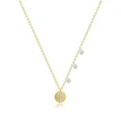 Delicate Diamond Disc Necklace with Off-centered Bezels