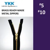 BRASS READY-MADE YKK® METAL ZIPPERS