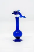 Hand Blown Glass Perfume Bottle: All Blue Dolphin with Sphere Base