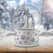 100mm Silver Penguins Playing Snow Globe