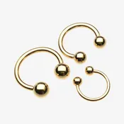 14 Karat Gold Ball End Horseshoe Circular Barbell