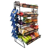5-Tier Snack/Candy Rack Counter Display | 15"w x 22"h x 9"D | Black