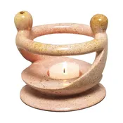 2 Figures Kisii Stone Candleholder