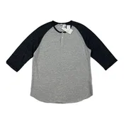 Alternative Men Grey Henley Crew Neck US XXL Middle Black Sleeve Sweatshirt