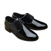 0300 – Squared Toe Black Patent Shoe