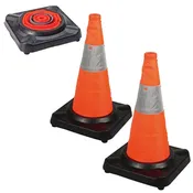 18" Lighted Collapsible Traffic Cone 2 Pack