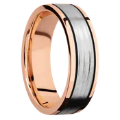 14K Rose Gold with Polish Finish and 14K White Gold Inlay