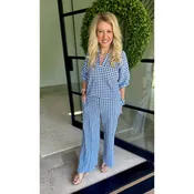 Adrienne Sloan & Knox Navy Seersucker Gingham Pants Set